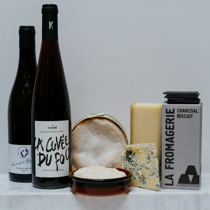 FESTIVE FRENCH HIGH MOUNTAIN CHEESE AND WINE BOARD